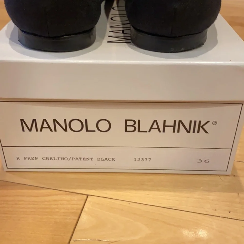 Manolo Blahnik Patent Black Flats - Picture 9 of 11